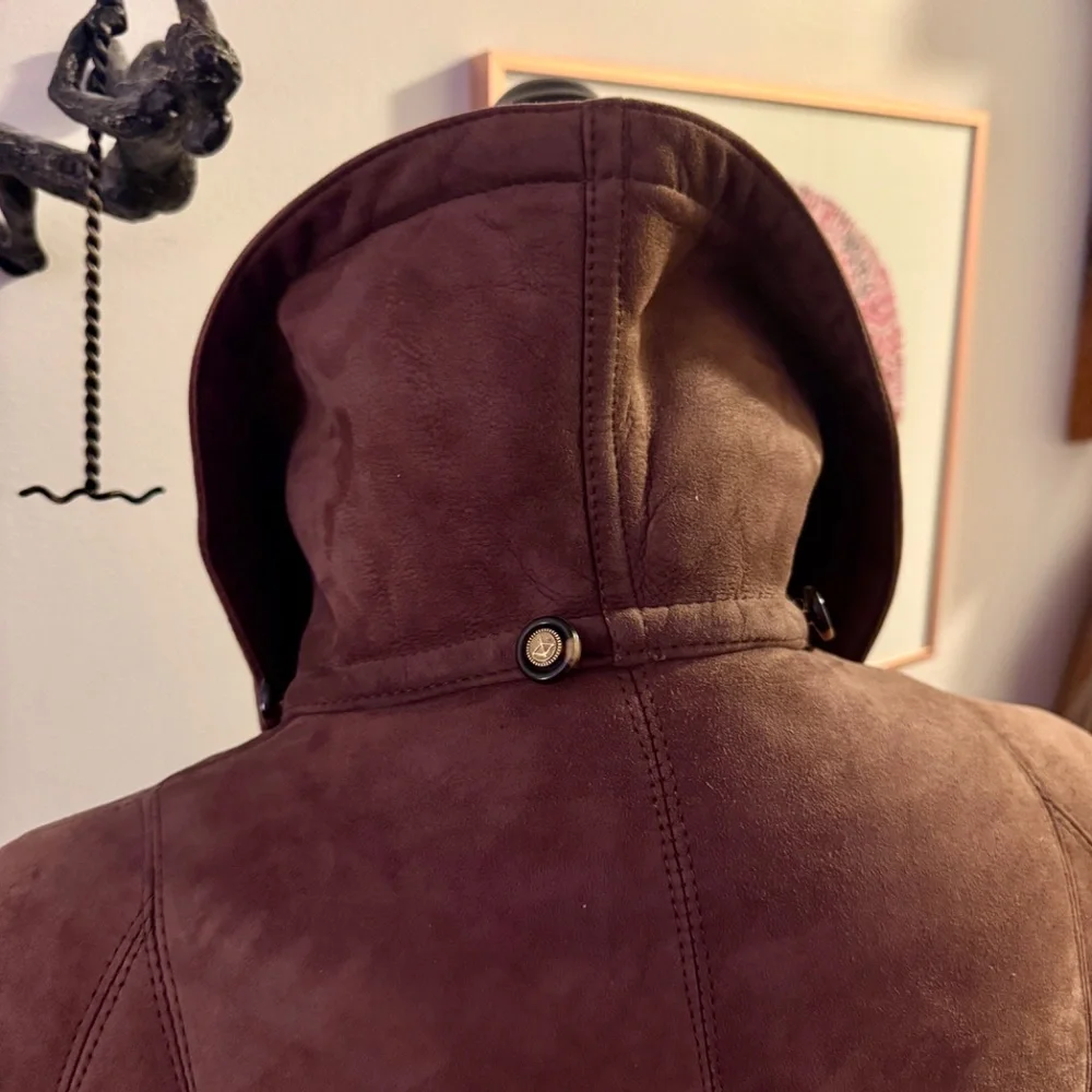 Vintage MONTANELLI Chocolate Brown Shearling Coat L Italy